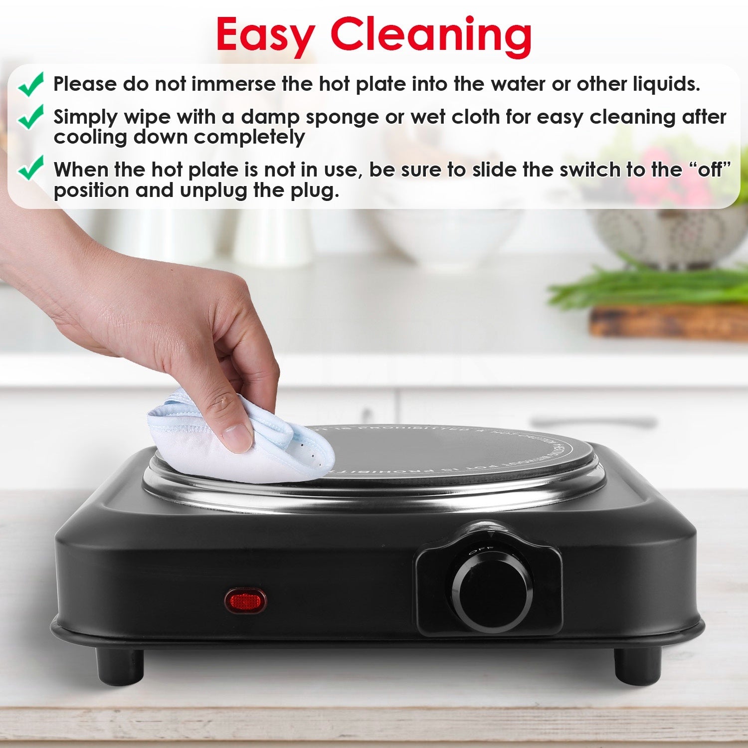 1Pc 1200W Electric Infrared Single Burner Portable Heating Hot Plate