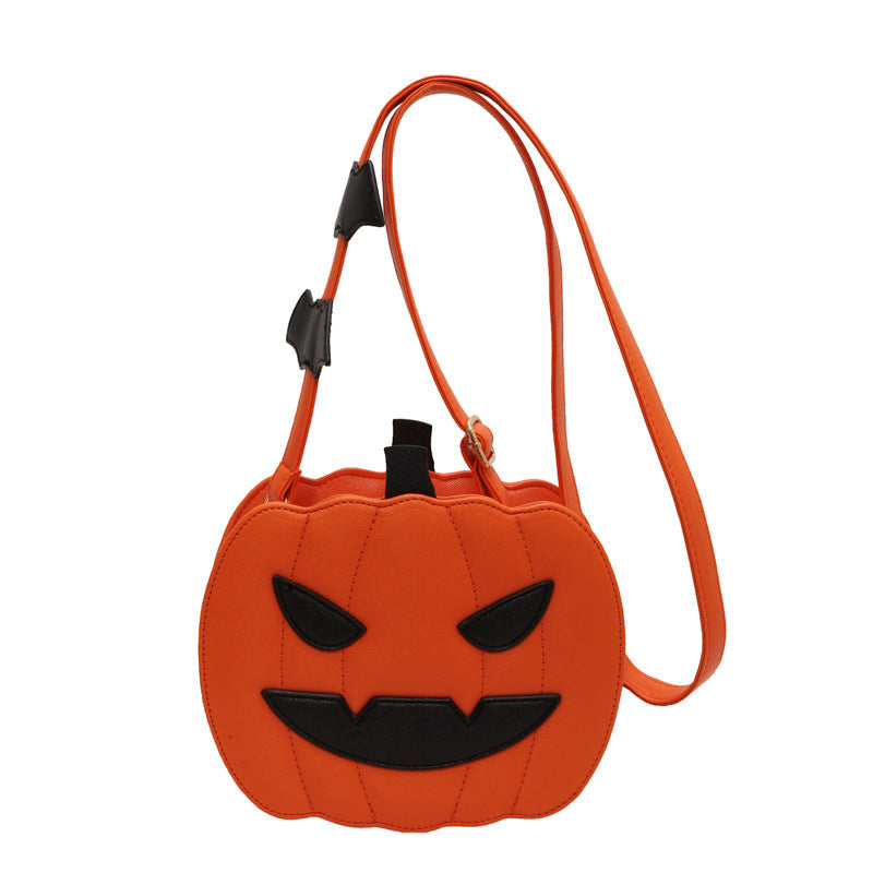 Borsa a tracolla divertente con zucca di Halloween e pipistrello – Borsa a tracolla creativa da donna