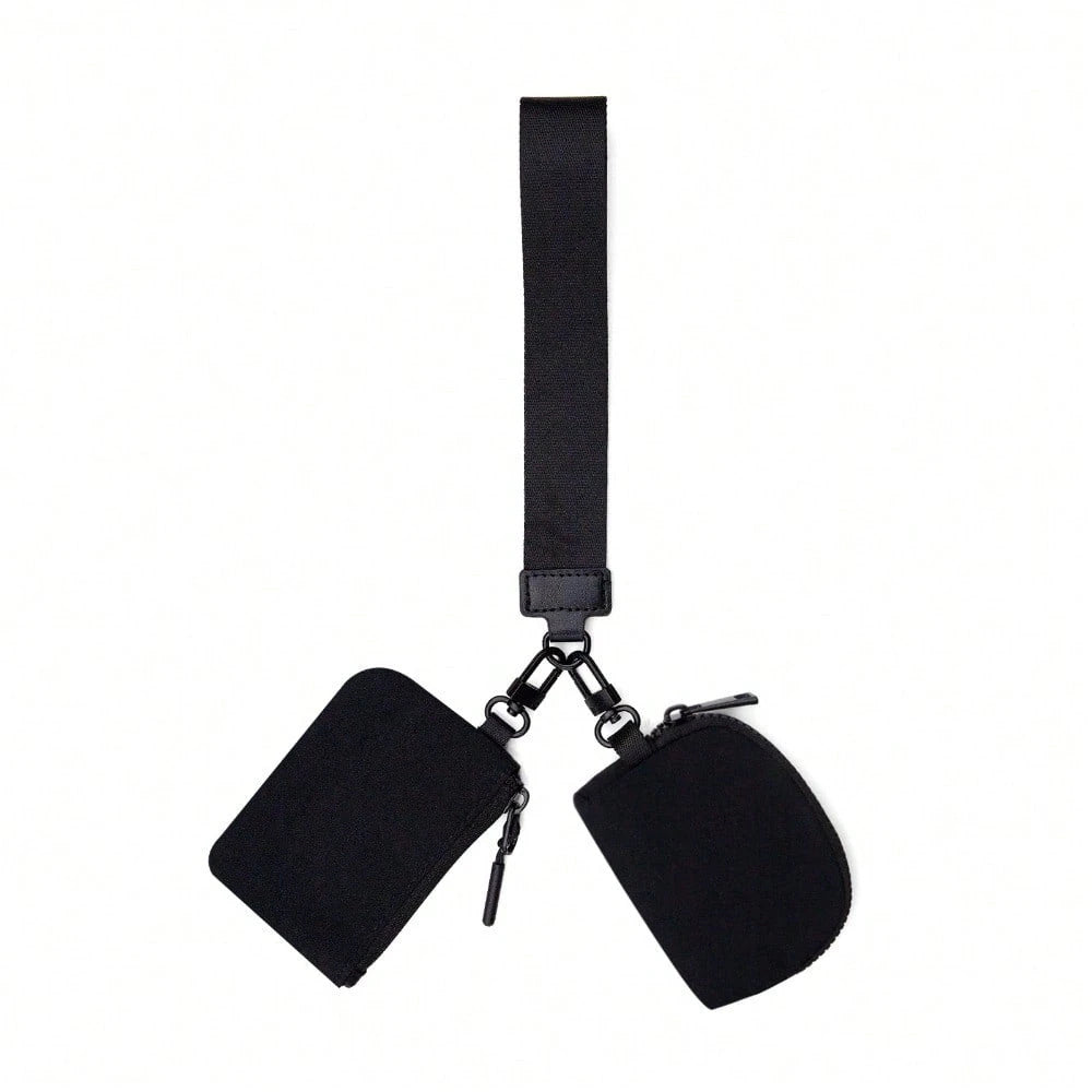 Mini Zip Dual Pouch Wristlet For Women