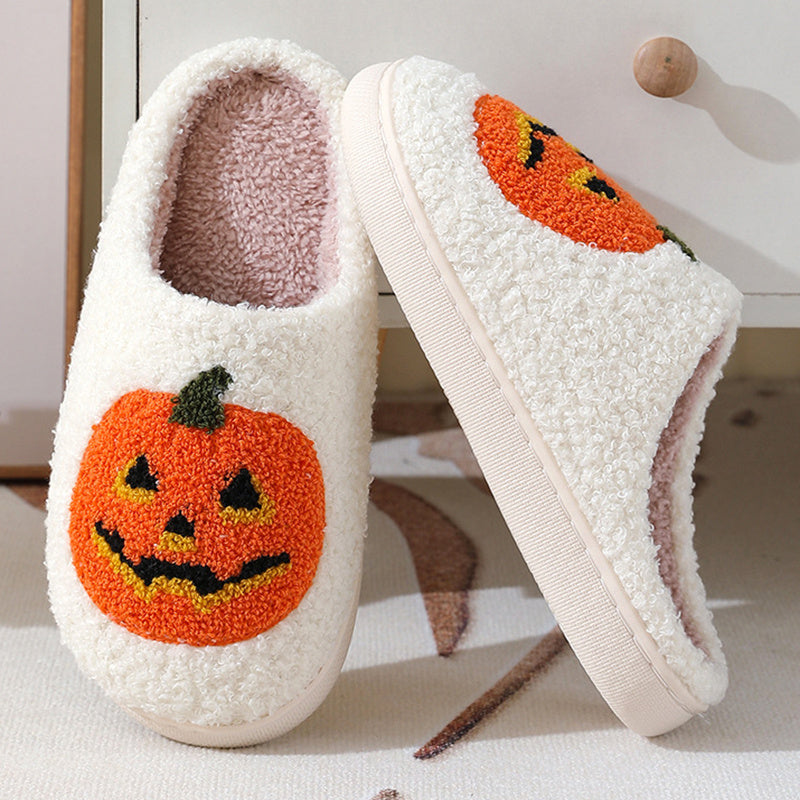 Comode pantofole a forma di zucca di Halloween: scarpe invernali da interno per coppie