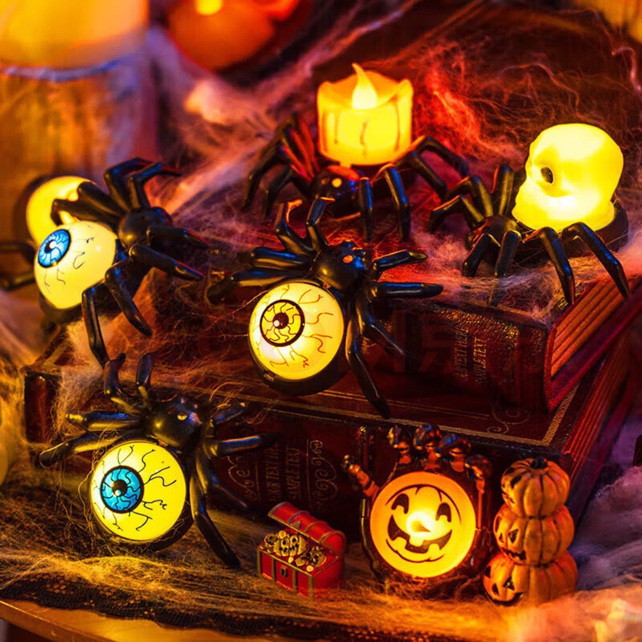 Luci notturne a forma di ragno per Halloween – Decorazioni per case infestate e feste