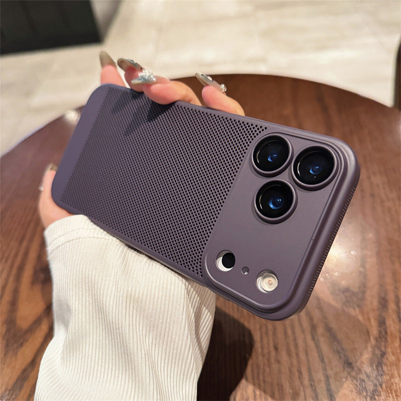 Suitable For 17Air Heat Dissipation Network Shell With Lens Protector Breathable Frosted Mobile Phone Case