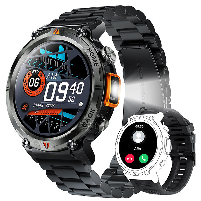 Torcia LED con schermo da 145 pollici e orologio intelligente Bluetooth