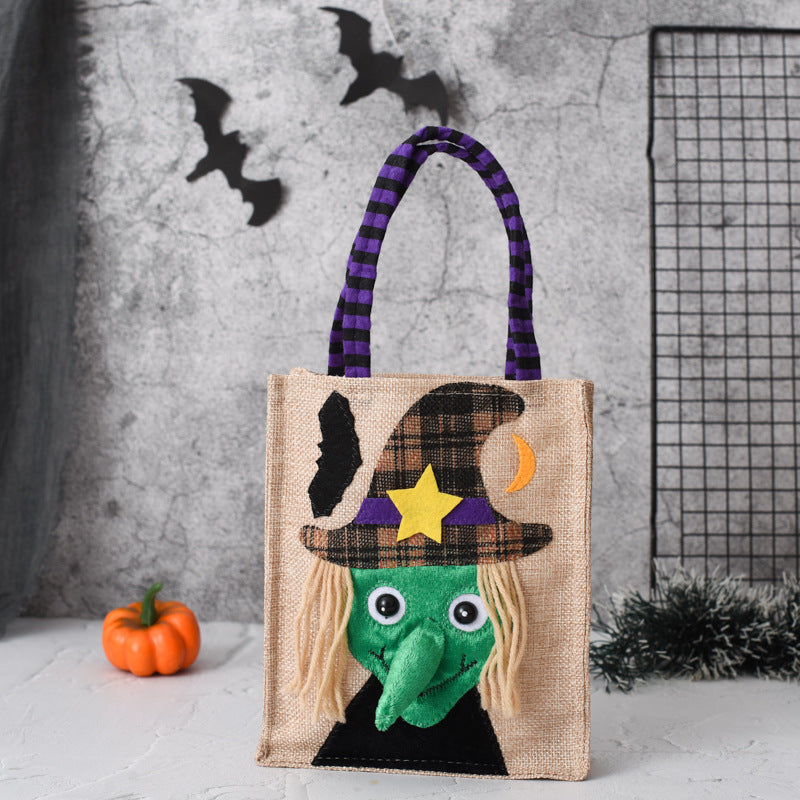 Borsa regalo di Halloween per bambini con caramelle, strega, teschio e zucca
